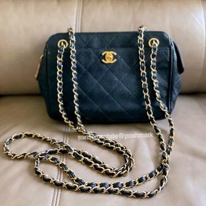 Chanel Caviar CC Quilted Small Crossbody Bag Black
